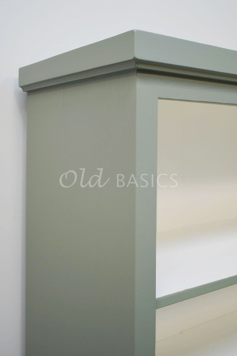 Detail van Boekenkast Monaco, RAL7033, groen, grijs, materiaal hout